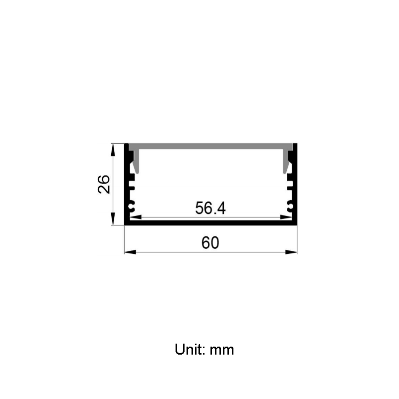 Large LED Strip Diffuser Aluminum Channel For LED Strip Lighting - Inner Width 56.4mm Large LED Strip Diffuser Aluminum Channel For LED Strip Lighting - Inner Width 56.4mm